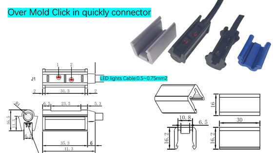 5A-20A Click-In Overmold Connector Otomotiv kablo desteği ve tek işaretleyici açıklık lambaları ile otomotiv kablolama kemeri